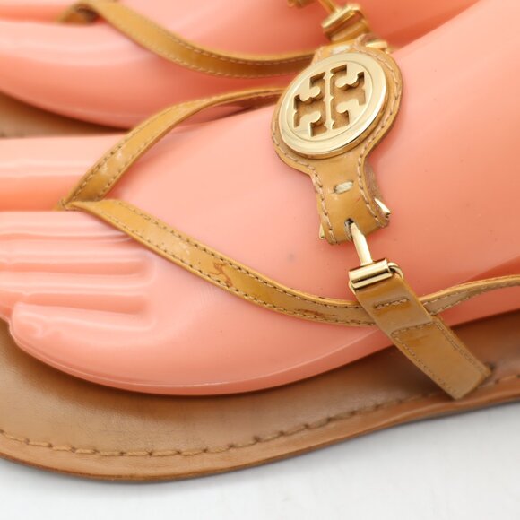 Tory Burch Ali Sandals Beige Patent Leather Women's Size 8 M Casual Sandals - Picture 10 of 11